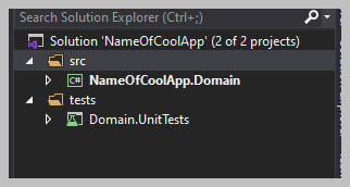 screenshot of visual studio solution explorer, showing the file layout